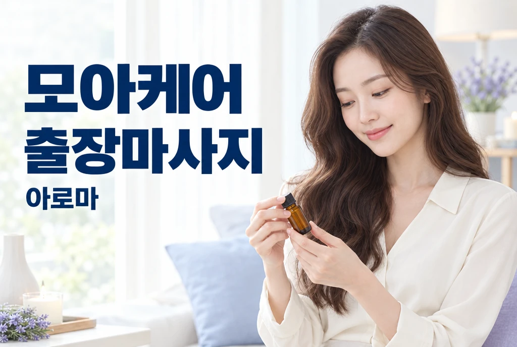 모아케어 출장마사지 아로마 안내와 밝은 여성 모델